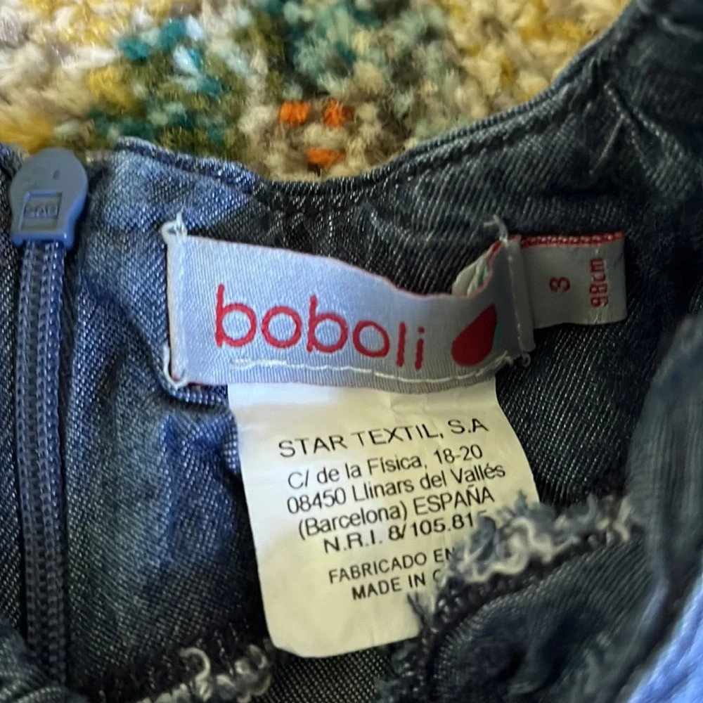 Boboli Denim Chambray Printed Dress